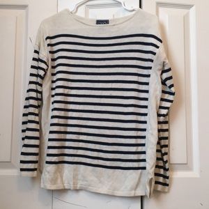 Cream and navy blue striped sweater